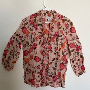 Johnny Was Embroidered Floral Blouse Women’s size XS